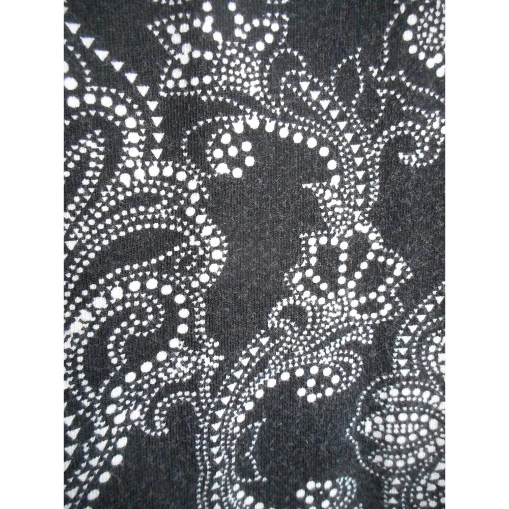 Catherines Sz 3x  26/28 W Black White abstract floral Print knit shirt 3/4 sleev - Picture 3 of 6